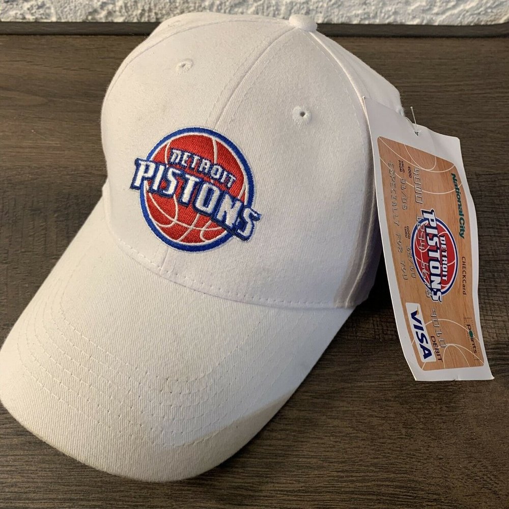 Detroit Pistons Baseball Cap White‎ NEW PNC National City Adj Strap